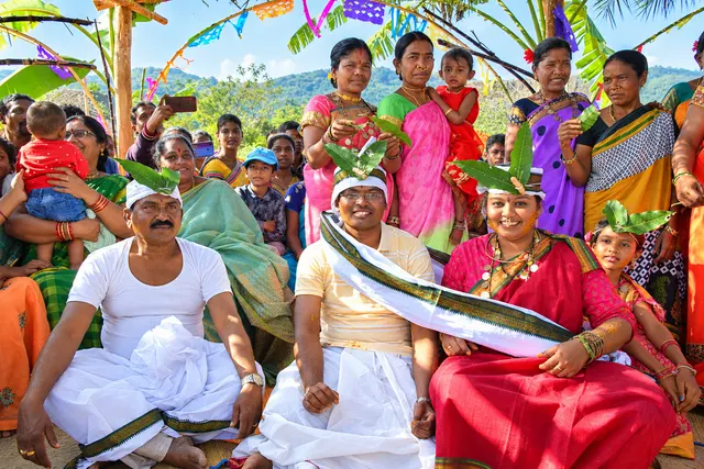 A gathering in traditional dress celebrating Alluri's tribal culture